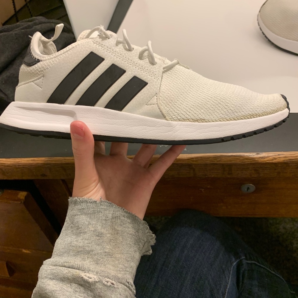 Adidas white x_plrs with Black Stripes